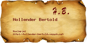 Hollender Bertold névjegykártya